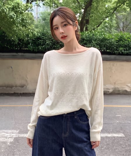 실사 빅 사이즈 이른 가을 새로운 한 부서 루즈핏 슬림해 보이는 니트 스웨터 여성 지방 mm 무거운 작업 짜임 외국 가스 맨위