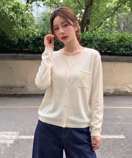 실사 빅 사이즈 가을 새로운 한 부서 주머니 니트 스웨터 여성 마이크로 지방 루즈핏 디스플레이 긴팔 예쁜 스웨터