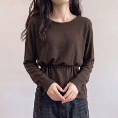 批发实拍大码早秋新款不规则针织衫女宽松休闲高级感抽绳系带收腰毛衣