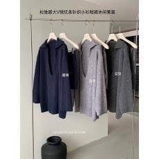 批发慵懒松弛感v领毛衣套装女秋冬新款宽松显瘦休闲针织衫短裤两件套