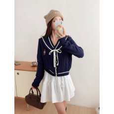 批发卡皮巴拉学院风海军领撞色长袖<b class='q'>毛衣</b>开衫女秋冬<b class='q'>新款</b>时尚针织衫上衣