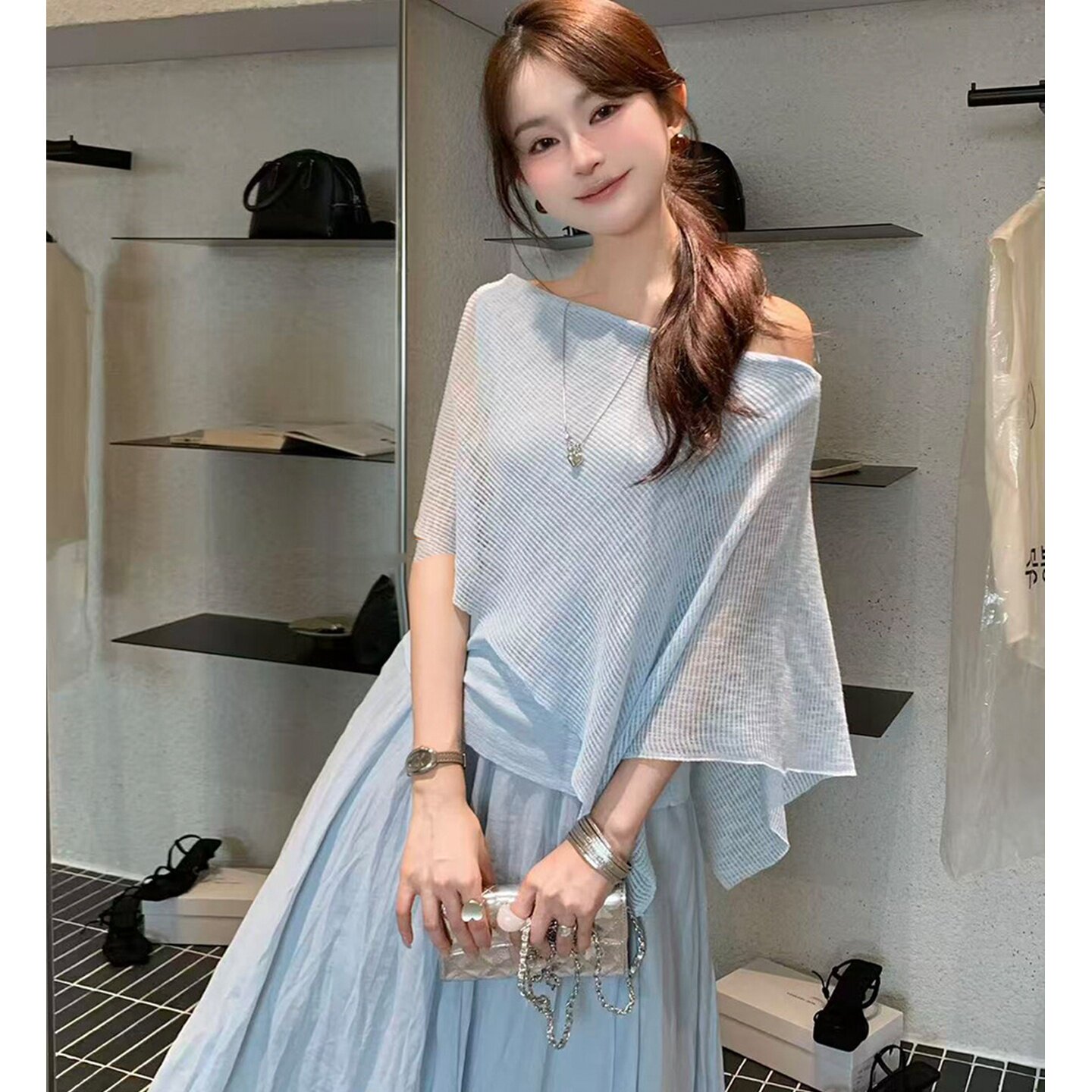 as official- 캐주얼 바람 Feifei 소매 루즈핏 레이스업 프릴 레이스 조각 작은 셔츠 여성 2026 여름