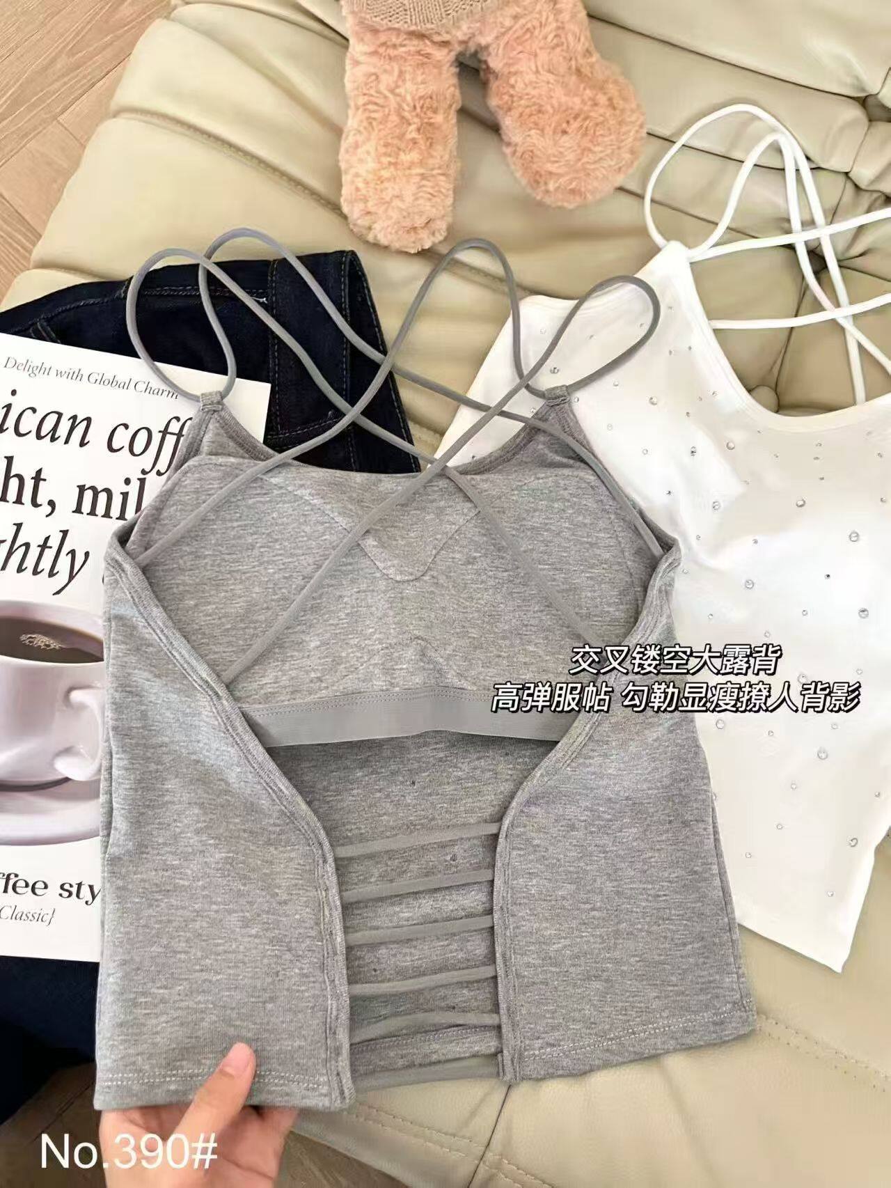 벨트 가슴 패드 무료 착용 브래지어 작은 슬링 조끼 여성 여름 인사이드 가져 가라. 십자가 아름다움 뒤로 디자인 센스 운동 맨위 민소매