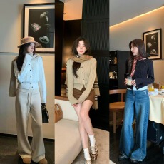 批发HAMYIHO灰色麻花针织开衫女毛衣冬季外套2026新款早<b class='q'>春</b>加厚上衣白