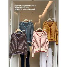 批发复古撞色条纹<b class='q'>针织</b>开衫女小个子宽松软糯百搭外搭短款毛衣<b class='q'>上衣</b>