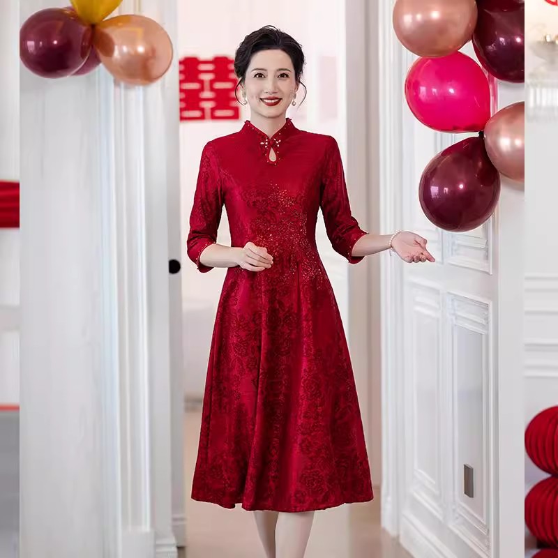 RY8338# 喜婆婆婚宴装2026新款妈妈礼服结婚婚礼喜服敬酒服改良旗袍...