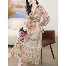 批发真丝<b class='q'>连衣裙</b>春夏2026新款<b class='q'>高端</b>奢华复古减龄印花裙法式桑蚕丝