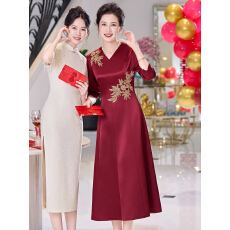 批发国庆丈母娘喜婆婆婚宴装2026新款<b class='q'>连衣裙</b>结婚高端妈妈<b class='q'>礼服</b>喜服