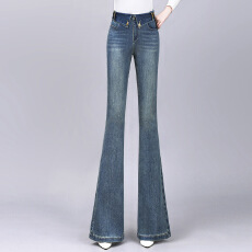 设计感2026春季新款高腰微喇叭牛仔裤水洗直筒休闲长裤修身复古女