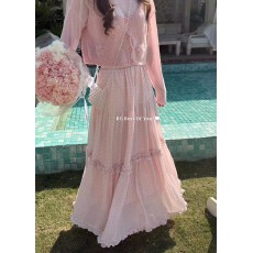 批发2026春温柔风白色波点半身长裙女简约松紧腰遮胯显瘦a字超仙裙子