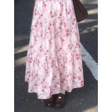 批发五是喜喜~<b class='q'>樱</b>粉花信温柔风碎花半身裙女夏季高腰百搭韩系A字长裙<b class='q'>子</b>