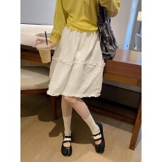 批发2026春夏新复古文艺格子木耳花边半身中裙韩系a字遮胯蛋糕五分裙