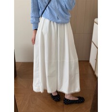 批发韩系温柔风白色花边半裙女2026春季新款高腰显瘦中长款a字<b class='q'>蓬蓬裙</b>