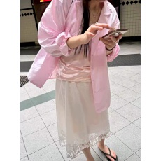 批发蕾丝拼接半身裙女2026年夏季新款松紧腰显瘦中长款裙子时尚<b class='q'>百搭</b>