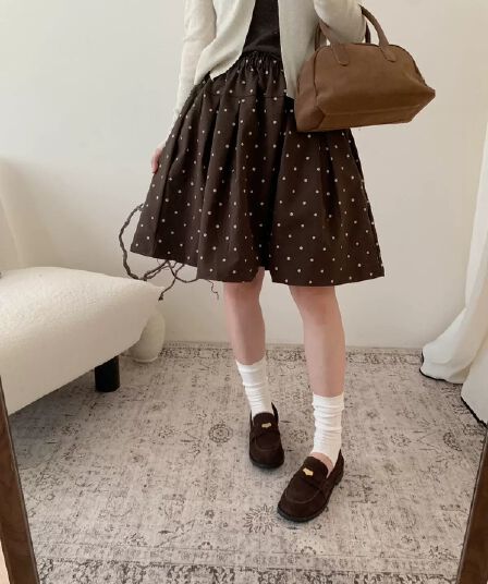 강력 추천 무거운 작업 명중 Pleat 도트 무늬 반신 스커트 여성 이른 가을 새로운 한 부서 슬림해 보이는 다용도 한 마디 꽃밭 치마