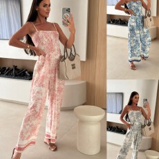 批发2025速卖通夏季新款时尚波西米亚风<b class='q'>抹胸</b>打揽吊带度假<b class='q'>连体裤</b>