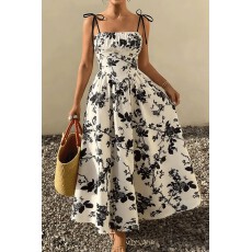 批发2026速卖通夏季新款法式<b class='q'>复古</b>花卉气质优雅收腰吊带大摆<b class='q'>连衣裙</b>