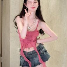 批发吊带背心女纯欲风新款辣妹性感网纱花朵修身显瘦上衣自家工厂