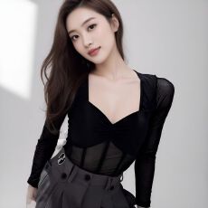 批发带胸垫长袖<b class='q'>T</b><b class='q'>恤</b>女网纱拼接性感深V领舞蹈练功服连体衣自家工厂