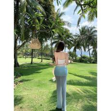 批发半身裙女网纱拼接包臀裙子小众设计纯欲气质海边沙滩自家工厂