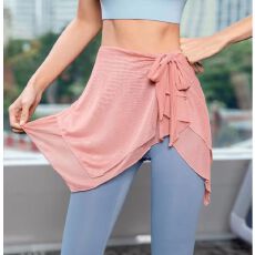 批发瑜伽防走光罩裙运动跑步健身舞蹈网纱高腰遮臀围裙自家工厂