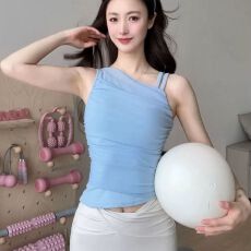 批发带胸垫瑜伽背心女健身运动跑步普拉提小众修身无袖上衣自家工厂