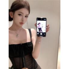 批发吊带背心女法式外穿纯欲辣妹抹胸美背内搭无袖短款上衣自家工厂