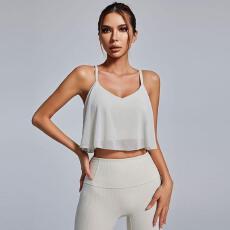 批发带胸垫瑜伽服吊带背心交叉美背设计感健身服运动上衣自家工厂