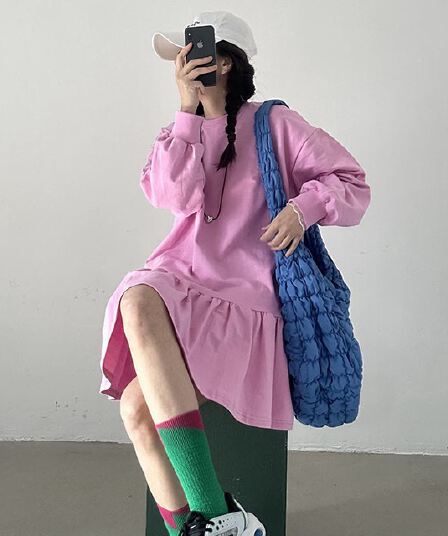 있음 선적 삼색 한 부서 연령 감소 후드티 드레스