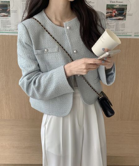 있음 선적 한 부서 둘 색상 다용도 작은 샤넬 스타일 품격 트위드 재킷
