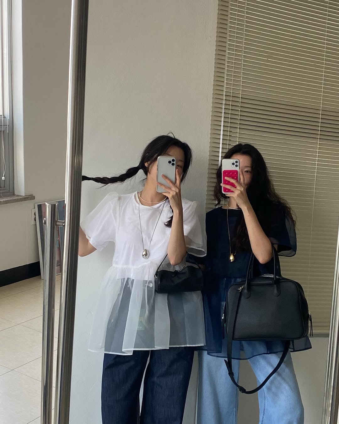 있음 선적 둘 색상 라운드 넥 망사 이후 레이스업 맨위 블라우스