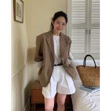 批发已出货～韩系早秋简约长袖西装外套带垫肩无内衬