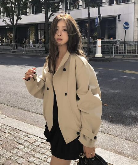 있음 밖으로 크기 업데이트 한 부서 보 주님 분위기 센스 루즈핏 캐주얼 재킷 이중 버튼