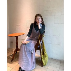 批发韩系博主叠穿长款褶皱吊带<b class='q'>连衣裙</b>