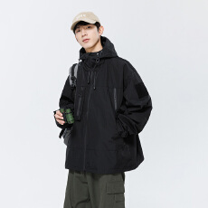 批发新款<b class='q'>春</b>秋薄款男女冲锋衣外套宽松休闲运动潮牌男款连帽夹克服