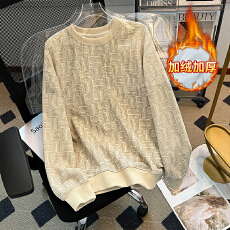 实拍华夫格复合真超460克卫衣男女秋冬几何格子宽松圆领保暖上衣