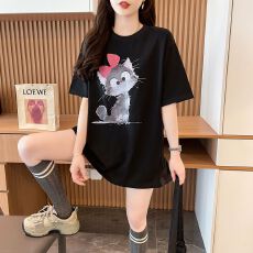 实拍 220克潮牌棉特大码300斤钉珠烫钻短袖t恤女2026新款