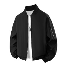 批发工厂直销春秋季休闲时尚百搭<b class='q'>棒球</b>服男外套纯色<b class='q'>棒球</b>领飞行员夹克男