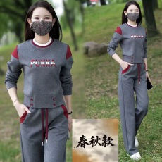批发春秋圆领卫衣2027新款运动服百搭洋气中年妈妈休闲宽松显瘦两件套