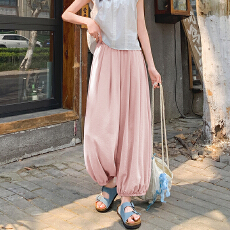 批发胖mm冰丝灯笼萝卜显瘦哈伦裤子夏款2025新款薄款防蚊成人梨形身材