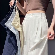 批发白色裤子女2026夏季新款轻薄款冰丝棉麻阔腿裤高腰休闲防晒山本裤