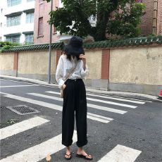 批发直筒休闲裤女2026春秋高腰洋气黑色阔腿裤女遮肉百搭显瘦哈伦裤女