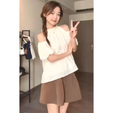 批发法式甜美露肩<b class='q'>衬衫</b>女夏季2026新款设计感小众<b class='q'>蝴蝶结</b>绑带防晒衫上衣