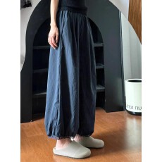 批发日系灯笼阔腿裤女<b class='q'>夏</b>薄款藏青色裤子大码胖mm显瘦小个子花苞九分裤