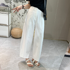 批发高端欧货大码胖mm休闲裤女夏季新款高腰宽松显瘦九分弯刀阔腿裤女