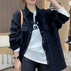 批发休闲慵懒风<b class='q'>宽松</b>薄款衬衫女春秋新款百搭上衣韩版时尚工装衬衣<b class='q'>外套</b>