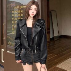 批发pu皮衣外套女春秋2026新款百搭宽松港风小个子短款夹克机车服上衣