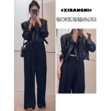 批发短款拉链皮衣外套女2025新款时尚百搭小个子翻领<b class='q'>街头</b>机车夹克上衣