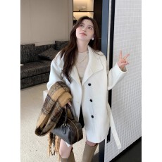 批发赫本风立领气质大衣女秋冬季中长款小个子短款韩系毛呢大衣外套女