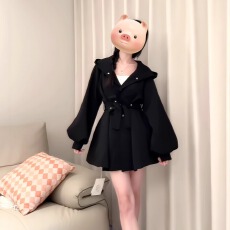 批发慵懒风小个子风衣外套女2025年秋季新款宽松短款连帽斗篷收腰大衣